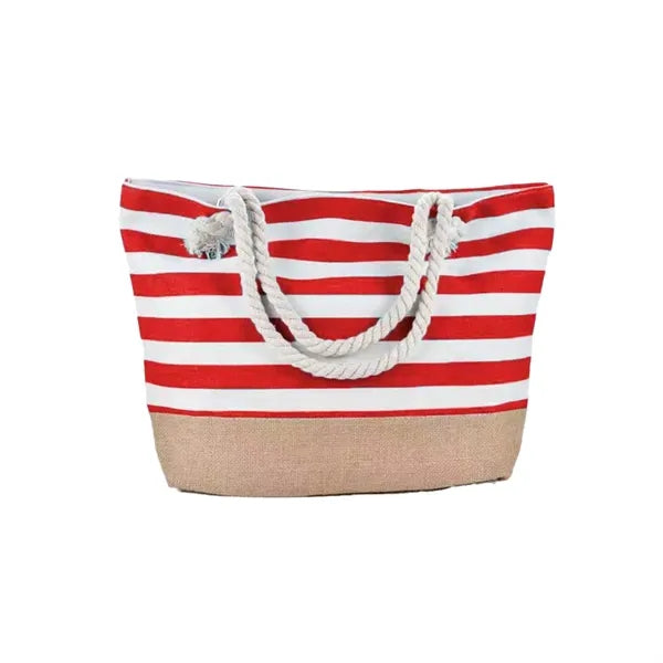 Armpit Striped Spliced Beach Canvas Bag