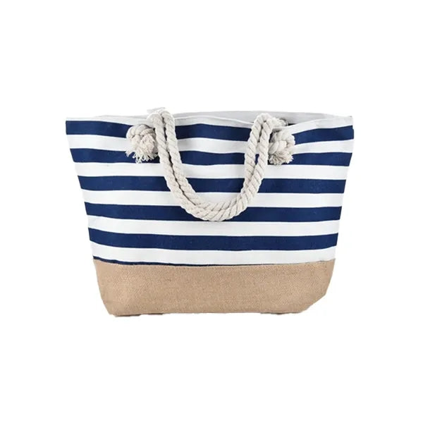 Armpit Striped Spliced Beach Canvas Bag