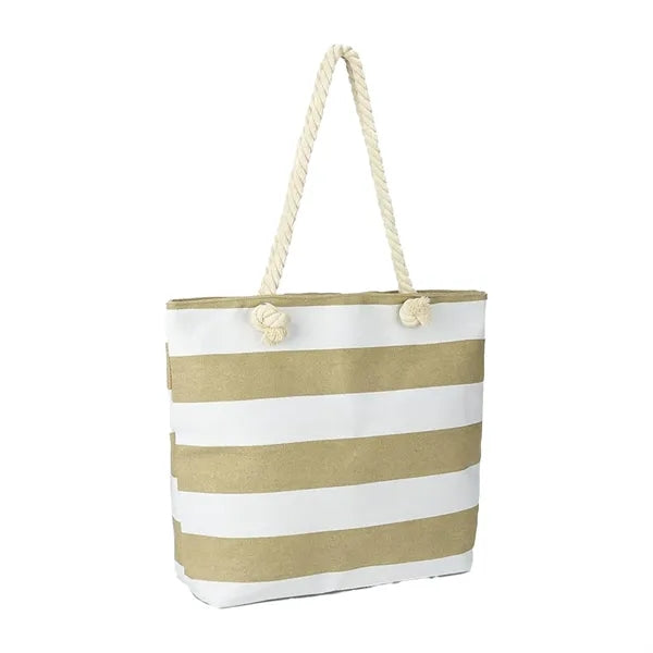 Armpit Striped Spliced Beach Canvas Bag