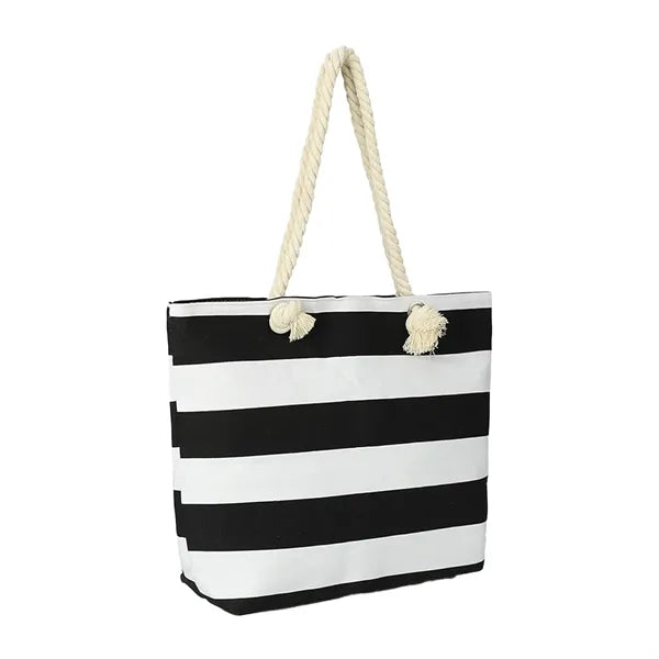 Armpit Striped Spliced Beach Canvas Bag