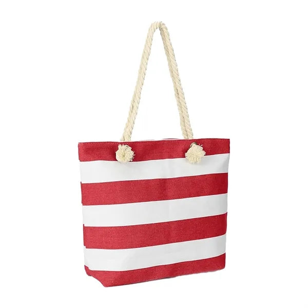 Armpit Striped Spliced Beach Canvas Bag