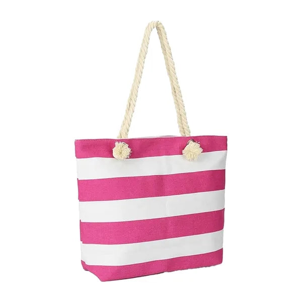 Armpit Striped Spliced Beach Canvas Bag