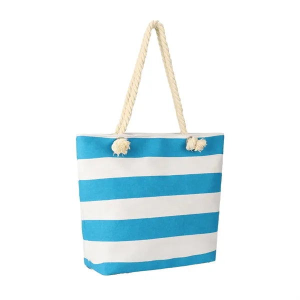 Armpit Striped Spliced Beach Canvas Bag