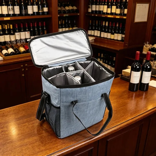 Insulated 6 Bottle Wine Carrier Tote Cooler Bag