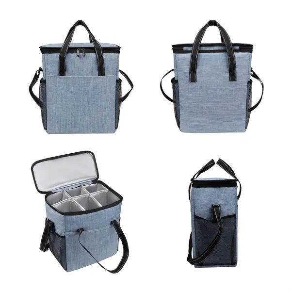 Insulated 6 Bottle Wine Carrier Tote Cooler Bag