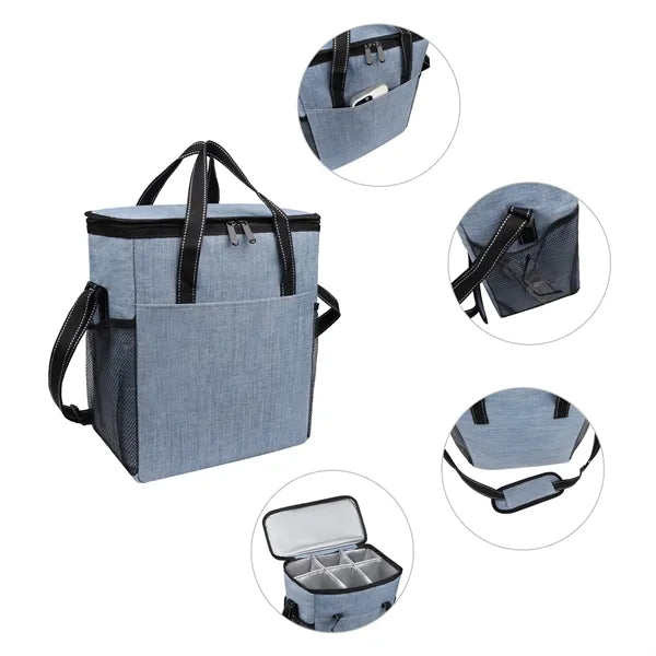 Insulated 6 Bottle Wine Carrier Tote Cooler Bag
