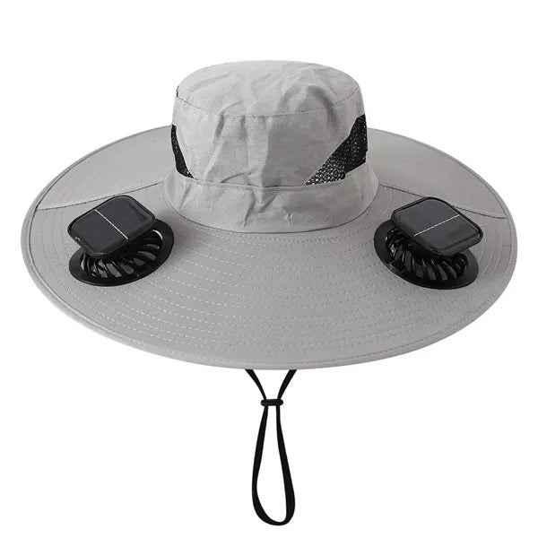 Wide Brim Sun Cap With 2 Solar Protection Fans