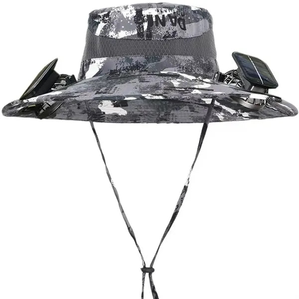 Wide Brim Sun Cap With 2 Solar Protection Fans
