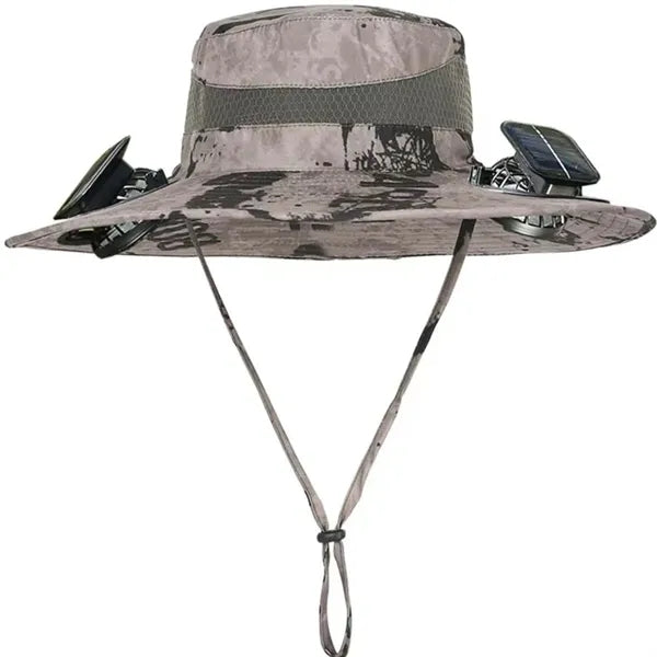 Wide Brim Sun Cap With 2 Solar Protection Fans