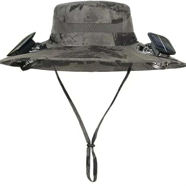 Wide Brim Sun Cap With 2 Solar Protection Fans