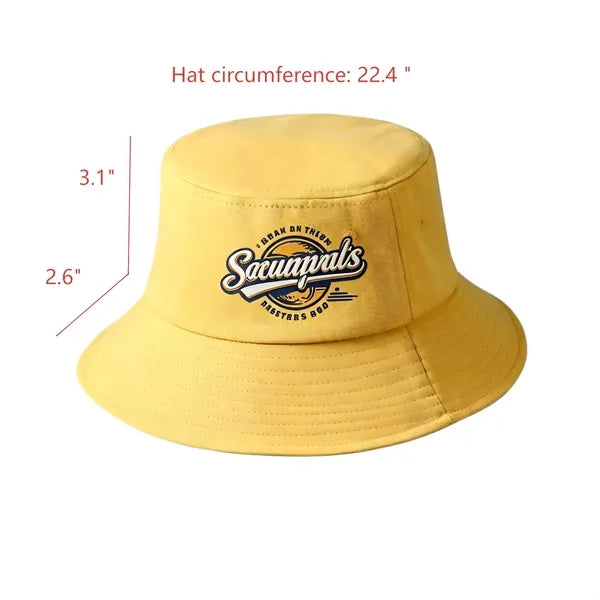 Solid Color Cotton Bucket Hat, Custom Logo Printed