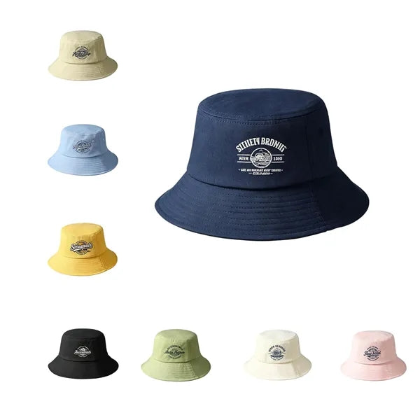 Solid Color Cotton Bucket Hat, Custom Logo Printed