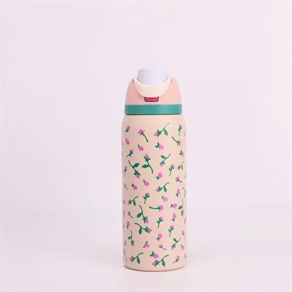 24 oz. Stainless Steel Vacuum Bottle w/ Straw & Handle - 304