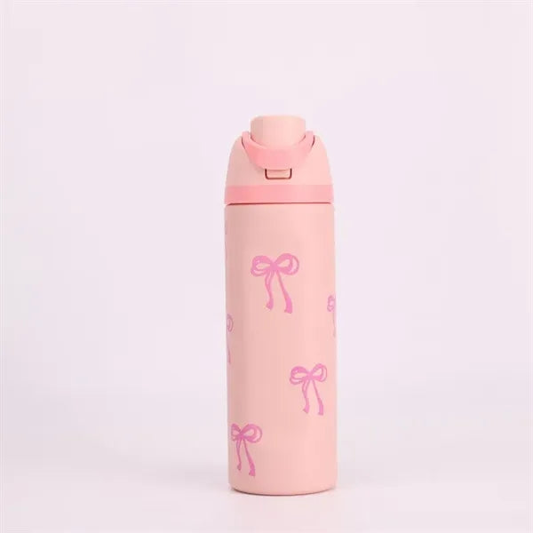 24 oz. Stainless Steel Vacuum Bottle w/ Straw & Handle - 304