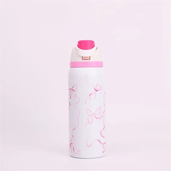 24 oz. Stainless Steel Vacuum Bottle w/ Straw & Handle - 304
