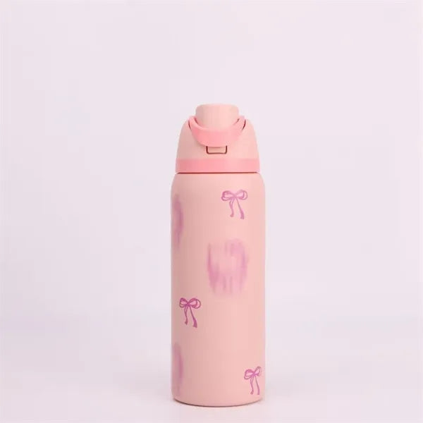 24 oz. Stainless Steel Vacuum Bottle w/ Straw & Handle - 304