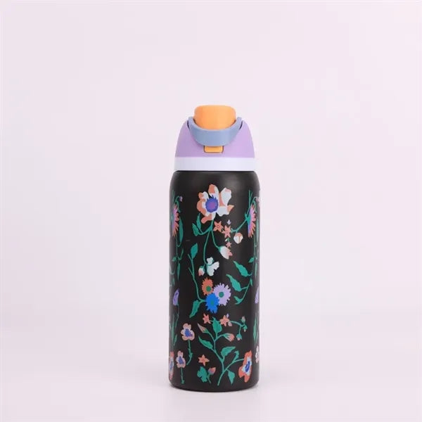 24 oz. Stainless Steel Vacuum Bottle w/ Straw & Handle - 304