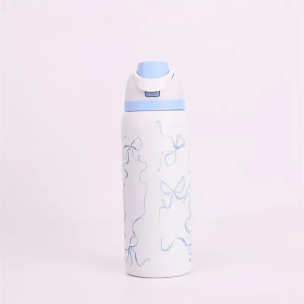 24 oz. Stainless Steel Vacuum Bottle w/ Straw & Handle - 304