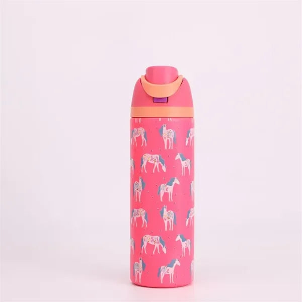 24 oz. Stainless Steel Vacuum Bottle w/ Straw & Handle - 304