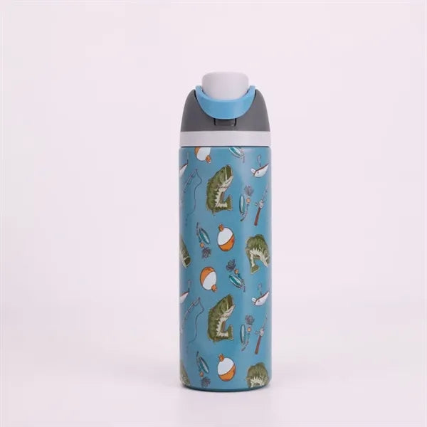 24 oz. Stainless Steel Vacuum Bottle w/ Straw & Handle - 304