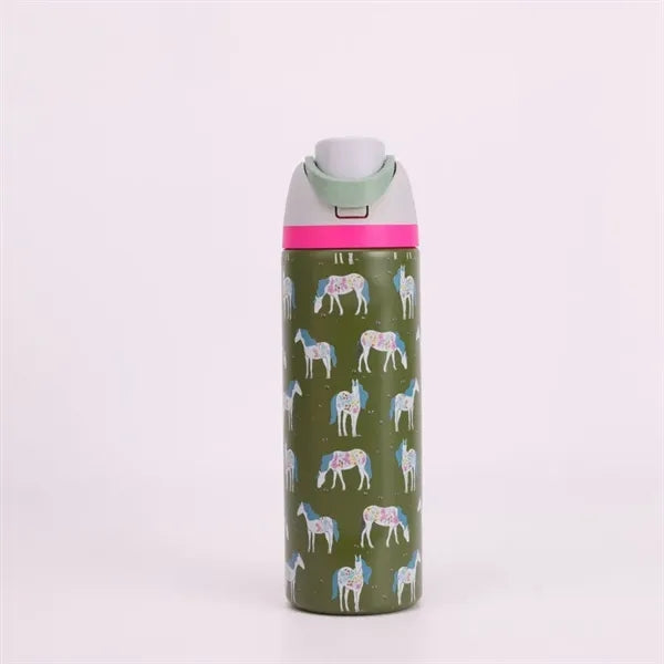 24 oz. Stainless Steel Vacuum Bottle w/ Straw & Handle - 304