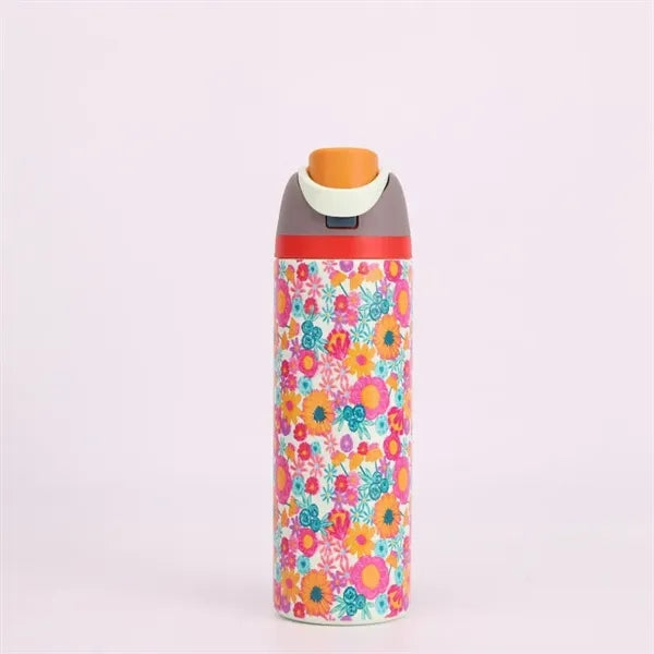 24 oz. Stainless Steel Vacuum Bottle w/ Straw & Handle - 304