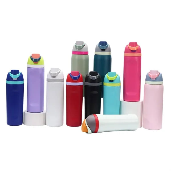 24 oz. Stainless Steel Vacuum Bottle w/ Straw & Handle - 304