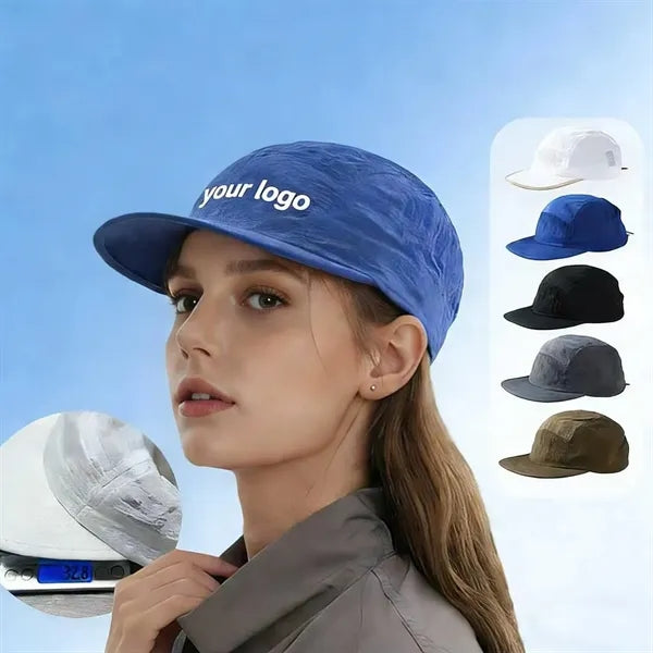 Packable Quick Dry Running Cap Foldable Brim Logo Spo