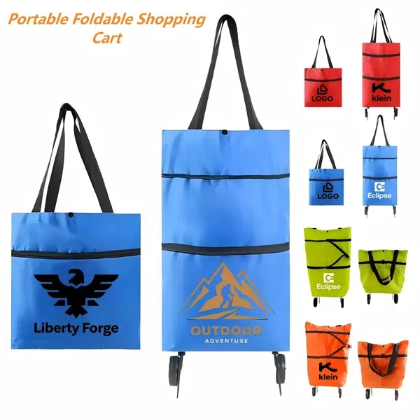 Logo Foldable Oxford Shopping Cart Portable Trolley