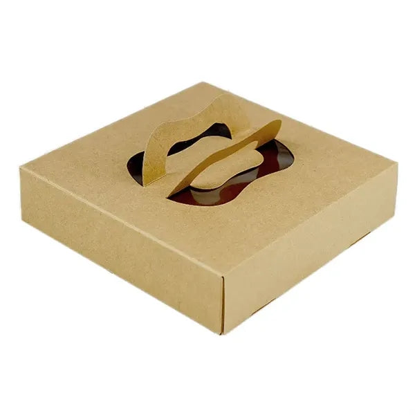 Kraft Paper Takeaway Cake Packaging Pizza Box with Handle