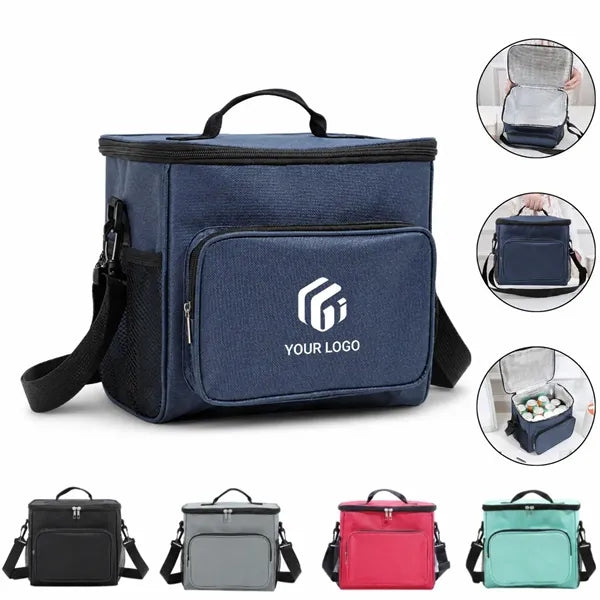Leak-proof zippered front pocket insulated lunch cooler bag