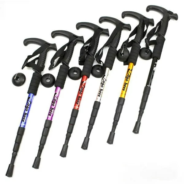 4 section T handle Walking Sticks For Hiking