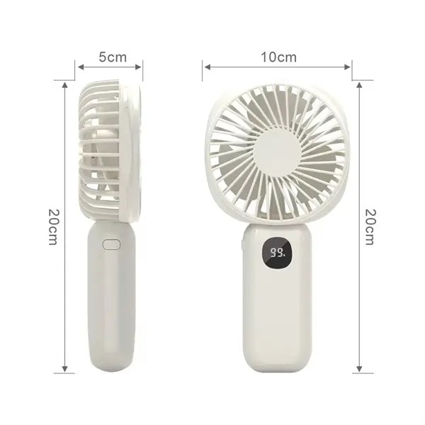 Mini Handheld Fan with LED Display & USB Rechargeable Design