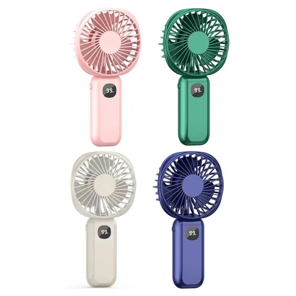Mini Handheld Fan with LED Display & USB Rechargeable Design