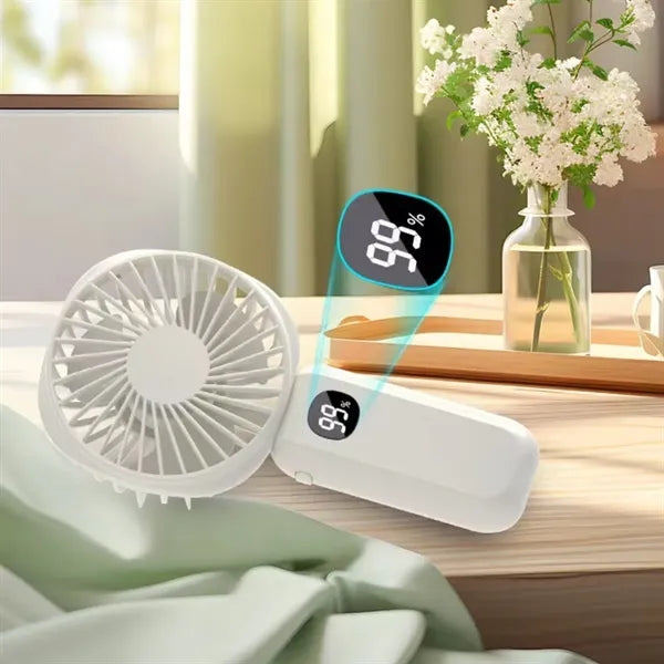 Mini Handheld Fan with LED Display & USB Rechargeable Design