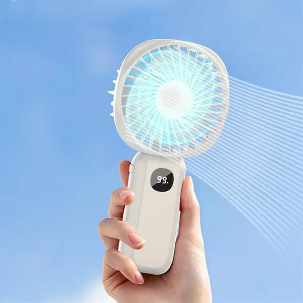 Mini Handheld Fan with LED Display & USB Rechargeable Design