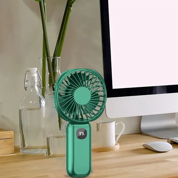 Mini Handheld Fan with LED Display & USB Rechargeable Design
