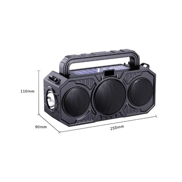 Solar Powered Bluetooth Speaker with Flashlight and Strap