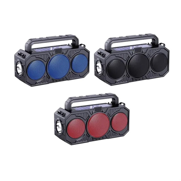 Solar Powered Bluetooth Speaker with Flashlight and Strap