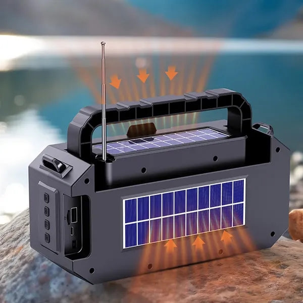 Solar Powered Bluetooth Speaker with Flashlight and Strap