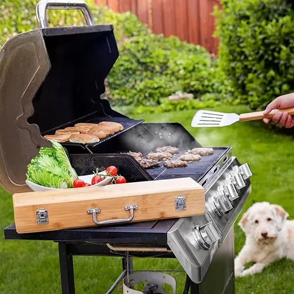 3-Piece Stainless Steel BBQ Tool Set w/ Handles & Case