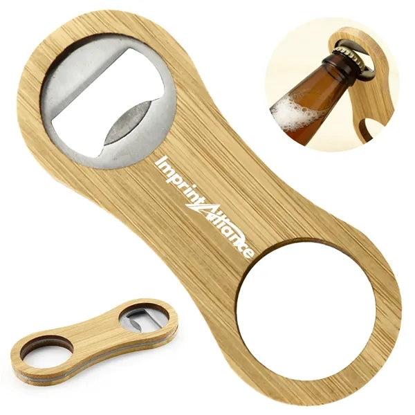 Eco-Friendly Bamboo Wood Bottle Opener w/Hanging Loop Handle