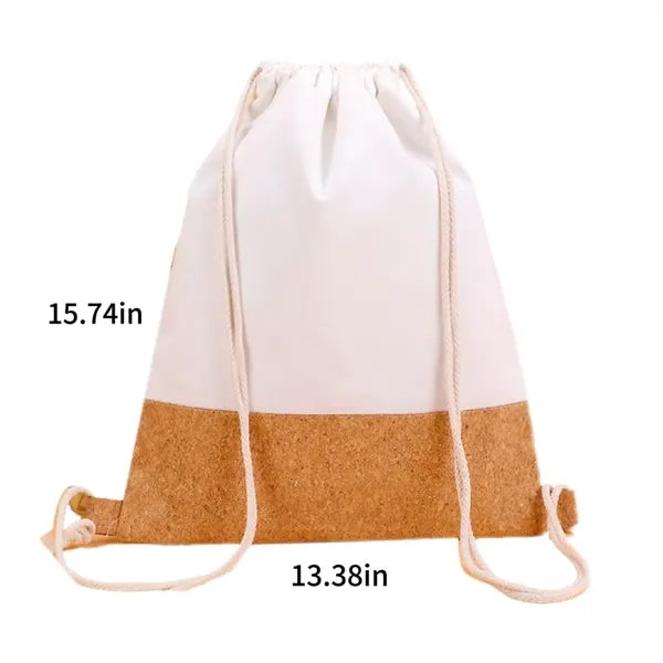 Cork Spliced Canvas Drawstring Bag, Sports Backpack