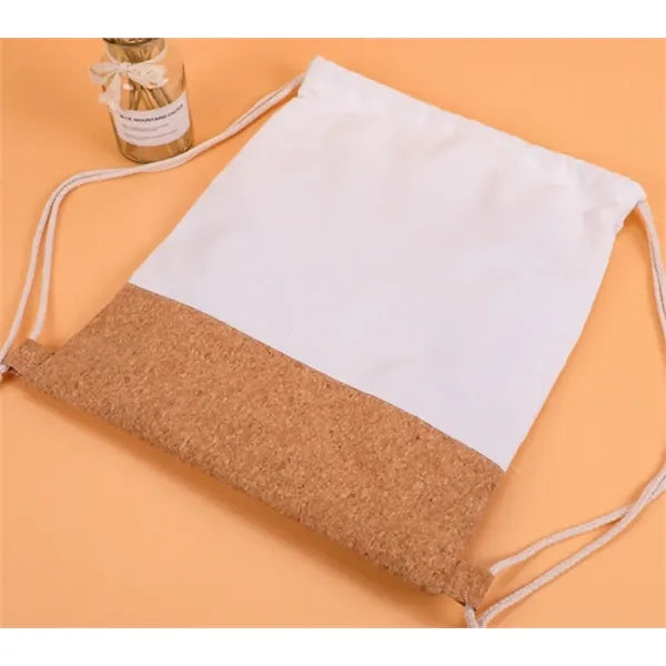 Cork Spliced Canvas Drawstring Bag, Sports Backpack