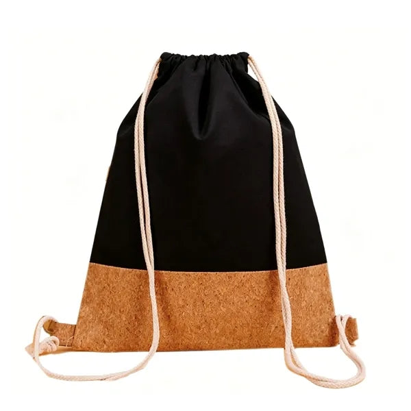 Cork Spliced Canvas Drawstring Bag, Sports Backpack