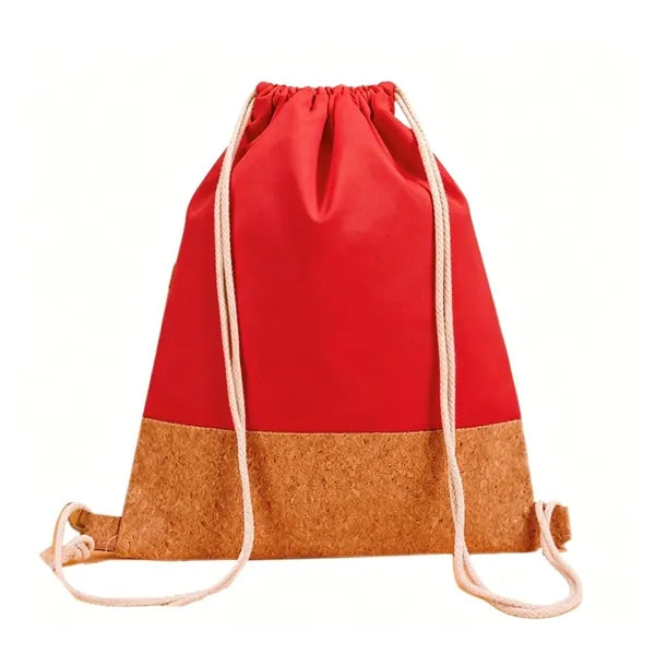 Cork Spliced Canvas Drawstring Bag, Sports Backpack