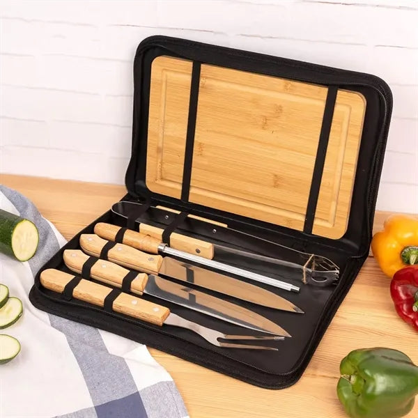 BBQ & Carving Knife Set with Cutting Board in Carrying Case