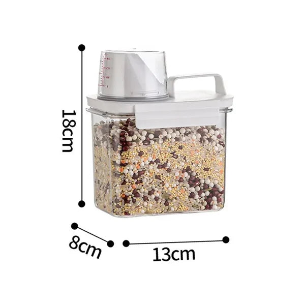 Dry Food Storage Container w/ Pour Spout & Measuring Cup Lid