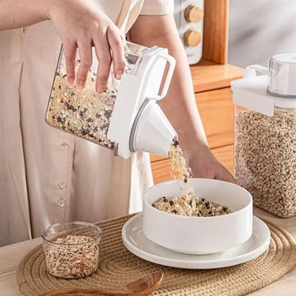 Dry Food Storage Container w/ Pour Spout & Measuring Cup Lid