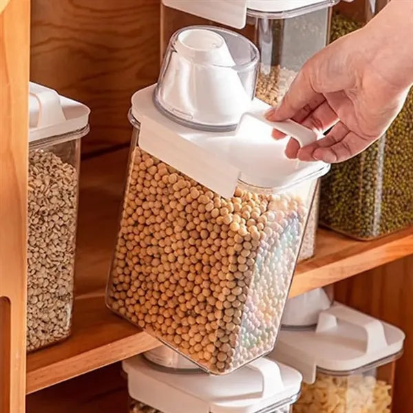 Dry Food Storage Container w/ Pour Spout & Measuring Cup Lid